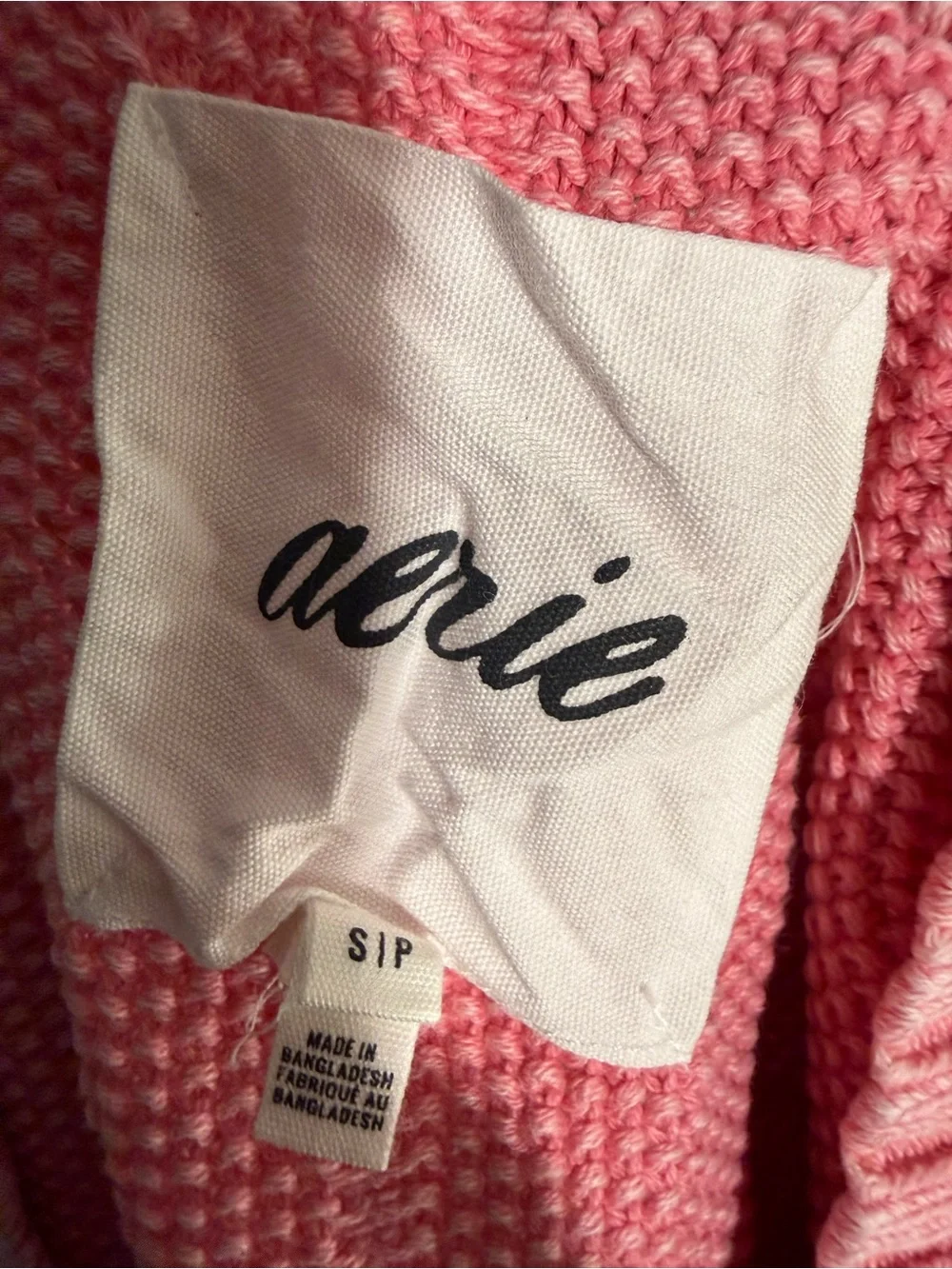 aerie Pink Off-Shoulder V-Neck Knit Sweater